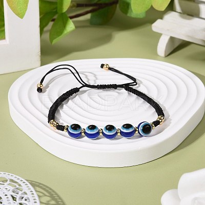 Braided Evil Eye Resin Beads  Bracelets BJEW-JB07011-02-1