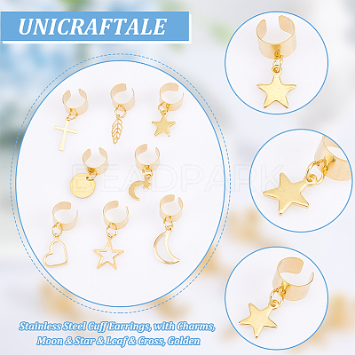 8 Pairs 8 Style 304 Stainless Steel Cuff Earrings EJEW-UN00004-1