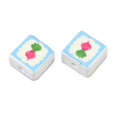 Printed Handmade Porcelain Beads PORC-G016-04P-1