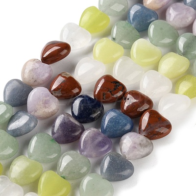Natural Quartz Crystal & Red Jasper & Green Aventurine & Blue Aventurine & Lepidolite & Amethyst & Lemon Jade Beads Strands G-B022-39B-1