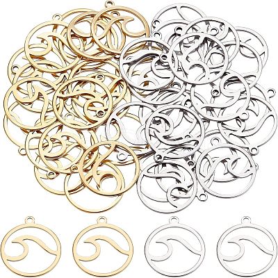 40Pcs 2 Colors Stainless Steel Pendants STAS-UN0028-48-1
