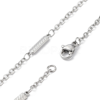 Non-Tarnish 304 Stainless Steel Rectangle Link Chain Necklace NJEW-K249-04P-1