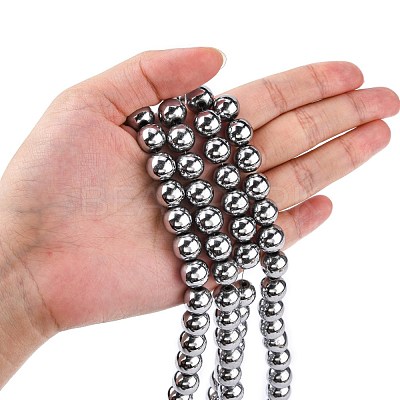 Non-magnetic Synthetic Hematite Beads Strands G-S096-10mm-3-1