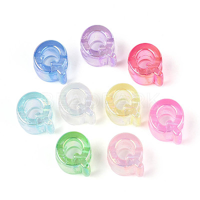 UV Plating Transparent Acrylic European Beads OACR-M027-02Q-1