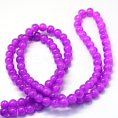 Baking Paint Imitation Jade Glass Round Bead Strands X-DGLA-Q021-6mm-27-1