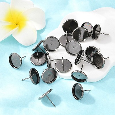 Gunmetal Metal Color Brass Ear Studs Settings X-IFIN-Q005-B-1