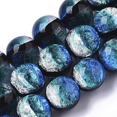 Handmade Silver Foil Glass Lampwork Beads Strands FOIL-T003-03A-1