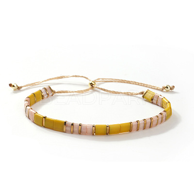 Summer Adjustable Glass Rectangle Tile Beaded Slider Bracelets for Women JD2335-3-1