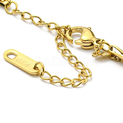 304 Stainless Steel Herringbone & Curb Chains Double Layered Multi-strand Bracelet BJEW-K235-01G-1