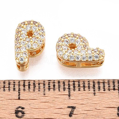 Brass Micro Pave Clear Cubic Zirconia Beads KK-T071-17G-P-1