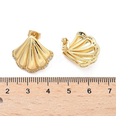 Brass Clear Cubic Zirconia Stud Earrings EJEW-Q017-05B-G-1