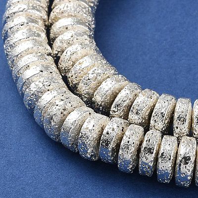Electroplated Natural Lava Rock Beads Strands G-I360-A03-04-1