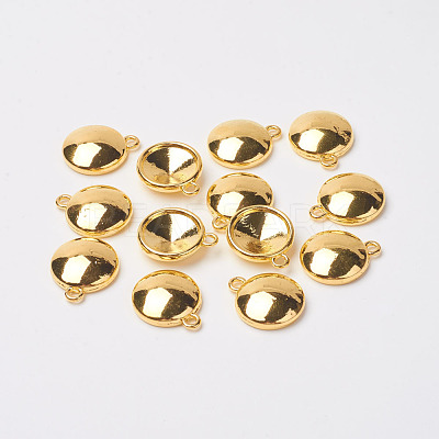Tibetan Style Alloy Flat Round Charm Pendant Rivoli Xilion Pointed Back Chaton Rhinestone Settings PALLOY-O034-A-G01-1