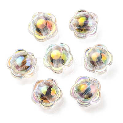 UV Plating Rainbow Iridescent Acrylic Beads OACR-A014-03I-1