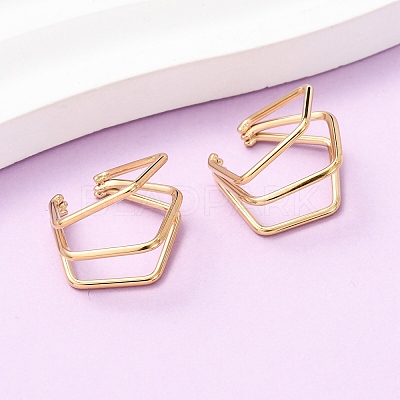 304 Stainless Steel Triple Pentagon Cuff Earrings EJEW-K268-88G-1