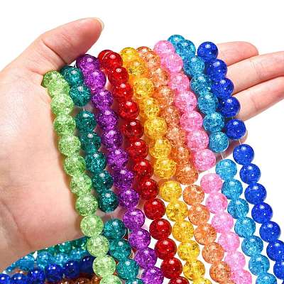 Mixed Crackle Glass Bead Strands GGC10mm-1