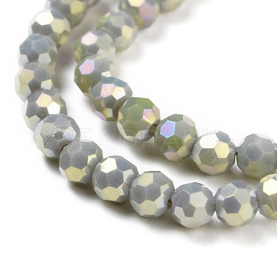 Faceted(32 Facets) Round Full Rainbow Plated Electroplate Glass Beads Strands EGLA-J130-FR16-1