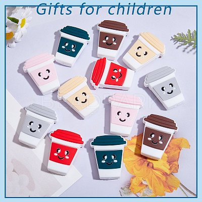 12Pcs 6 Styles Cartoon Smiling Face Water Cup Silicone Beads JX667A-1
