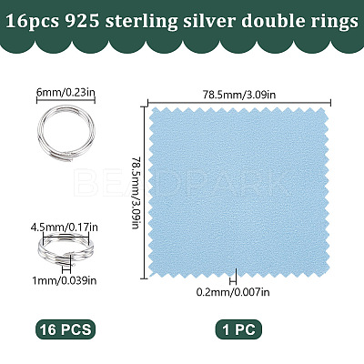 16Pcs 925 Sterling Silver Split Rings STER-HY0001-16-1