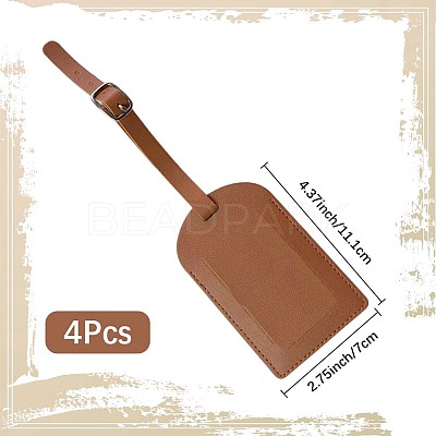 CutHollow 4Pcs PU Leather Luggage Tag OFST-CL0001-01A-02-1