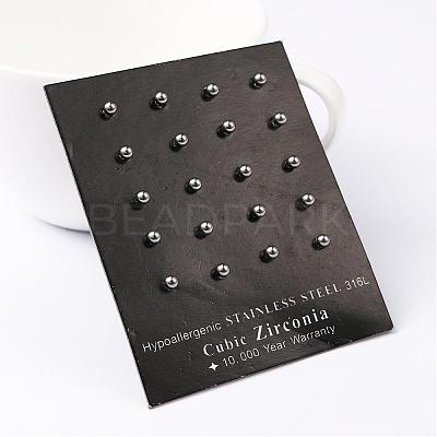 Tarnish Resistant 304 Stainless Steel Ball Stud Earrings EJEW-2224-3mm-P-1