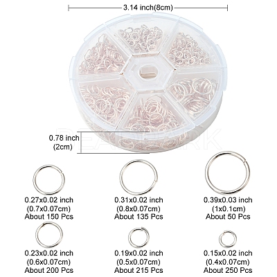1 Box Iron Open Jump Rings Set IFIN-YW0001-44RG-1