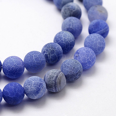 Frosted Natural Weathered Agate Beads Strands G-F367-8mm-01-1