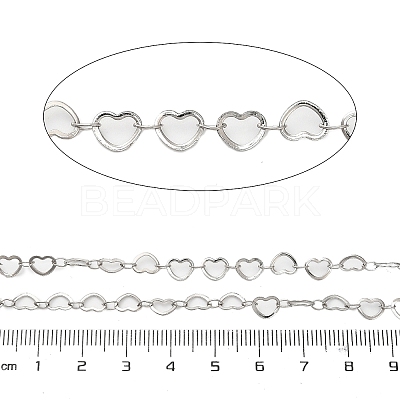 304 Stainless Steel Heart Link Chains CHS-A016-34B-P01-1
