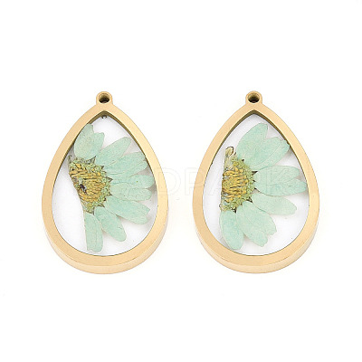 304 Stainless Steel Epoxy Resin Pendants STAS-T072-18-1