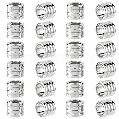 24Pcs Grooved Stainless Steel European Beads STAS-HS0001-81B-1