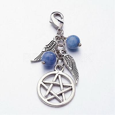 Tibetan Style Natural Gemstone Pendants HJEW-JM00222-1