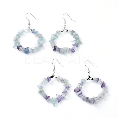Natural Fluorite Dangle Earrings EJEW-E255-D04-1