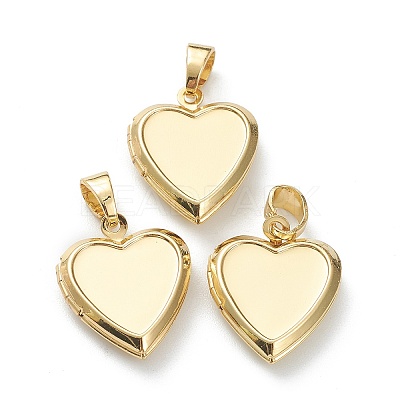 Brass Locket Pendants X-KK-P199-12G-1
