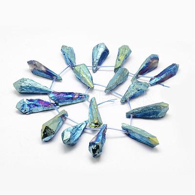 Electroplated Natural Quartz Crystal Beads Strands G-G890-B-05-1