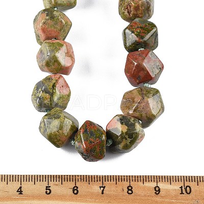 Natural Unakite Nuggets Beaded Necklaces for Women Men NJEW-K388-01U-1