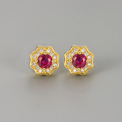 Valentine's Day Brass Clear Cubic Zirconia Stud Earrings WGA37BF-04-1