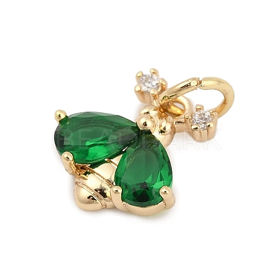 Brass Pave Cubic Zirconia Charms LS-KK-Q096-14B-G-1