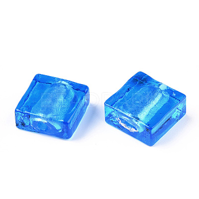 Handmade Silver Foil Lampwork Beads FOIL-S006-12x12mm-08-1