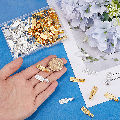 100Pcs 2 Colors Tibetan Style Alloy Glue-on Flat Pad Bails FIND-SP0001-90-1