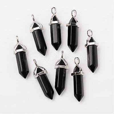 Bullet Imitation Jade Glass Pointed Pendants G-F295-01E-1