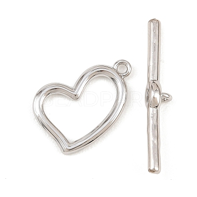 Heart Brass Toggle Clasps KK-G548-43P-01-1