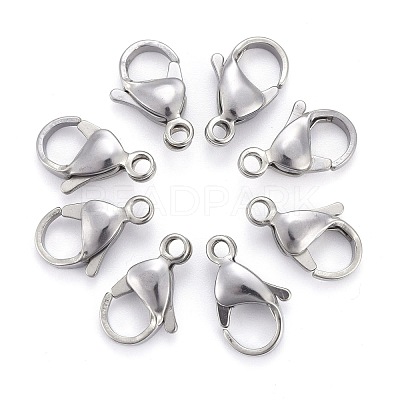 Tarnish Resistant 304 Stainless Steel Lobster Claw Clasps STAS-F182-01P-A-1