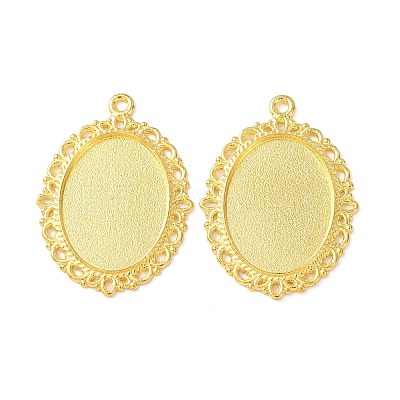Tibetan Style Oval Alloy Pendant Cabochon Settings TIBEP-Q054-44G-NR-1
