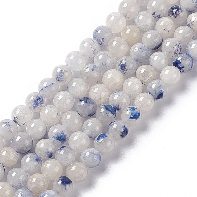 Natural Blue White Dumortierite Round Beads Strands G-E265-01B-1