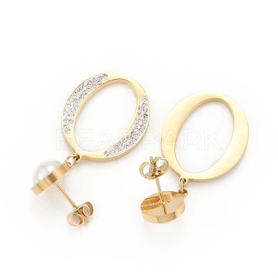 Ion Plating(IP) 304 Stainless Steel Stud Earrings EJEW-P191-15G-1