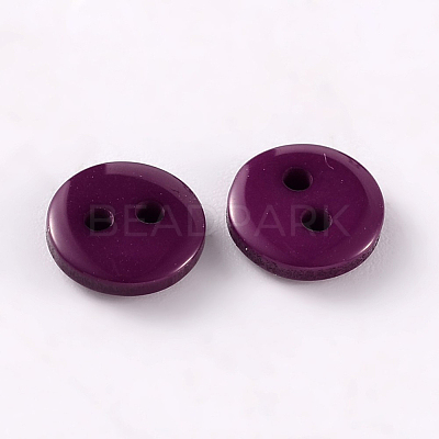 2-Hole Flat Round Resin Sewing Buttons for Costume Design BUTT-E119-18L-07-1
