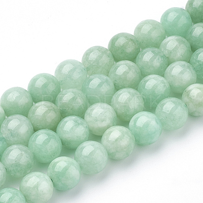Natural Myanmar Jade/Burmese Jade Beads Strands G-T064-22-6mm-1