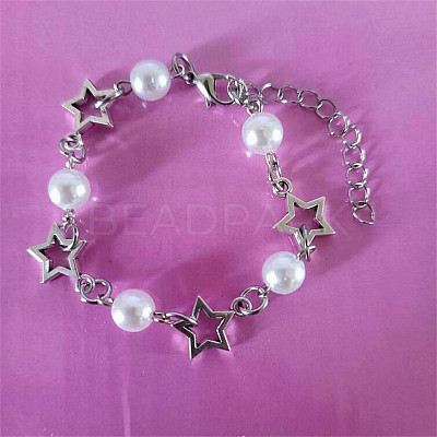 Punk Style Plastic Round Bead Link Bracelets FS-WGB9990-01-1