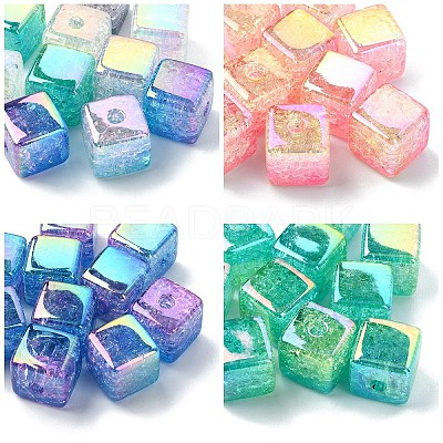10Pcs Gradient Color & UV Plating Transparent Acrylic Beads OACR-YW0002-25C-1