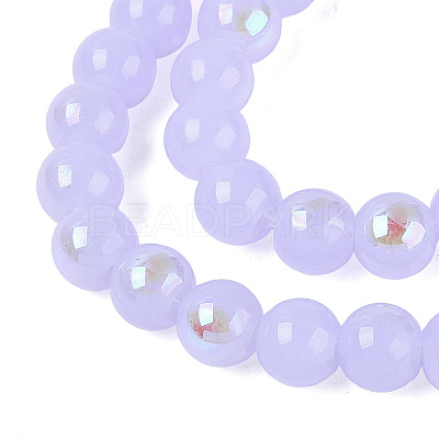 Electroplate Imitation Jade Glass Beads Strands EGLA-Q132-6MM-01B-04-1